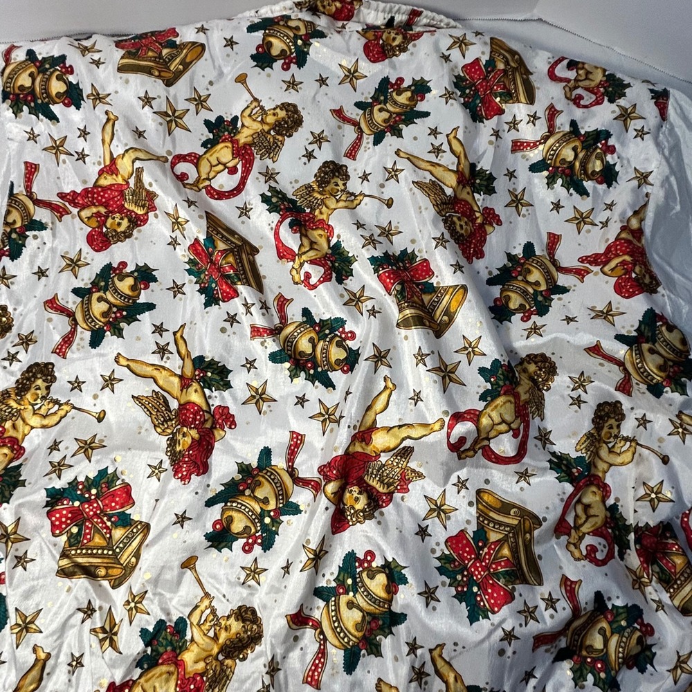 LAVON Vintage Cherub Christmas Tracksuit Jacket White Shiny‎ Polyester Size M - Picture 10 of 16